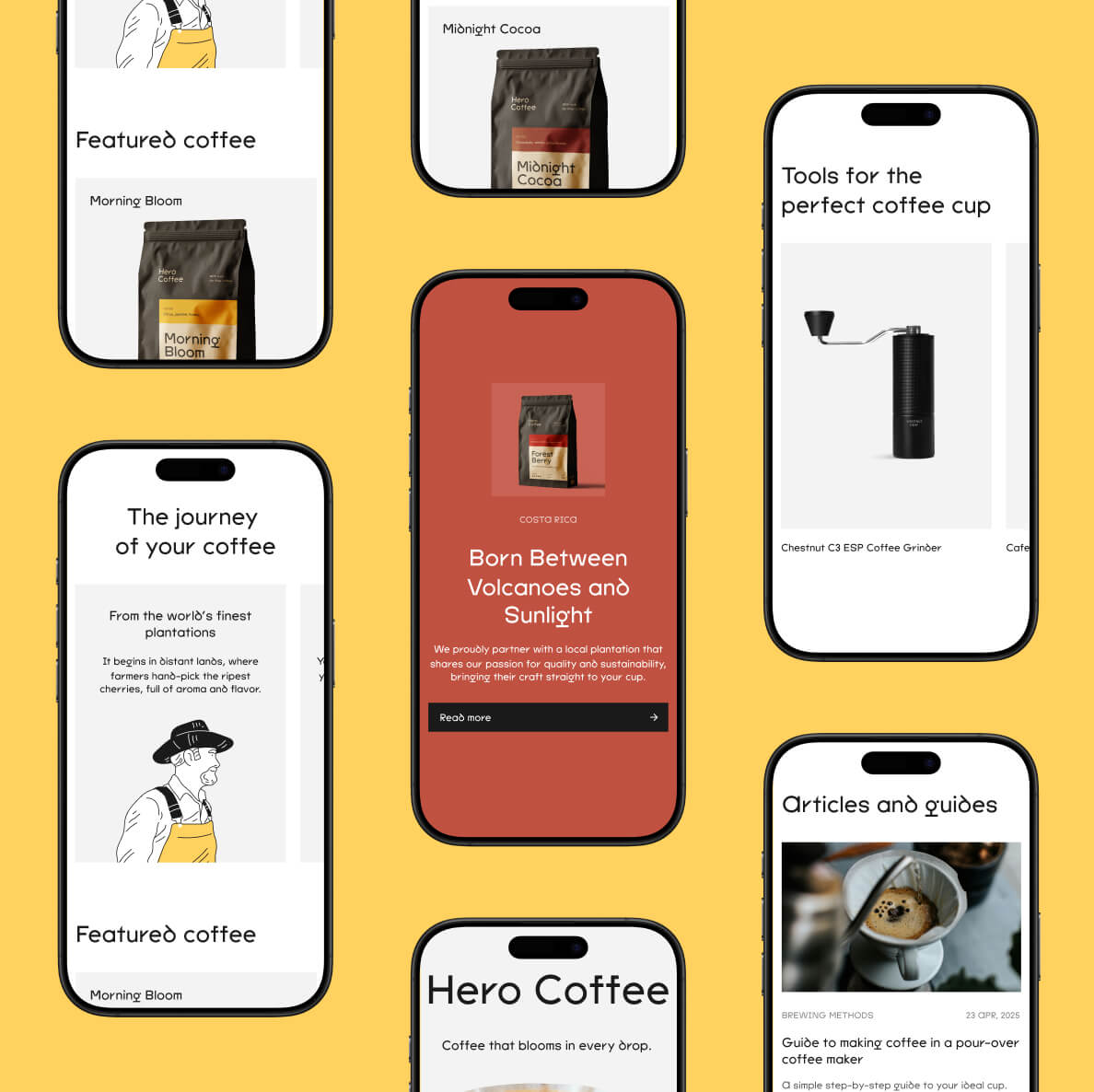 Hero Coffee featured coffee landing page