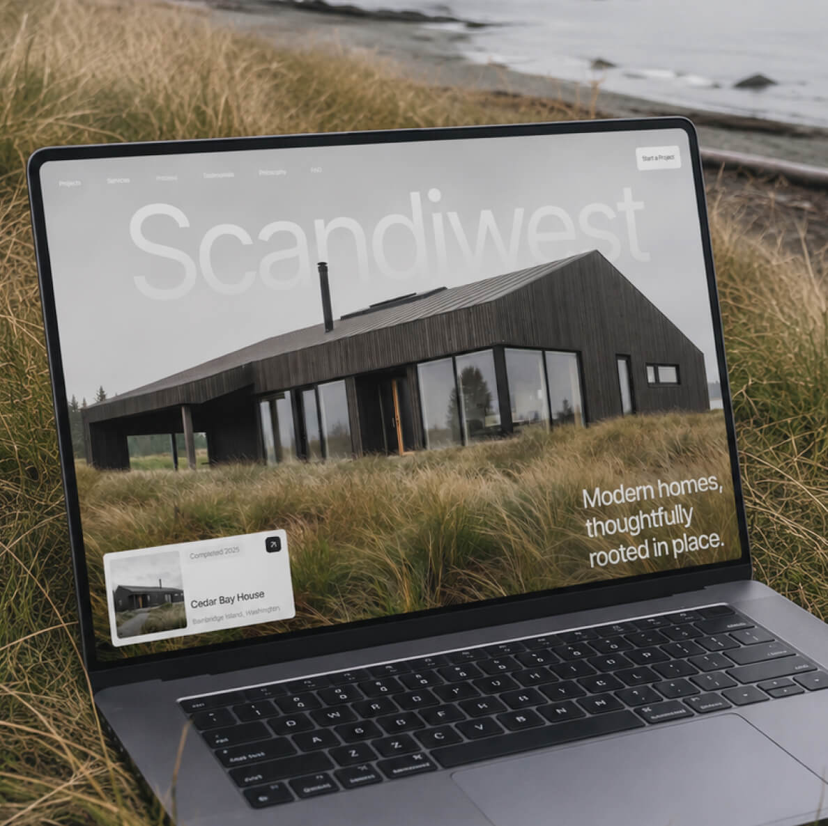 Scandiwest website shown on a laptop